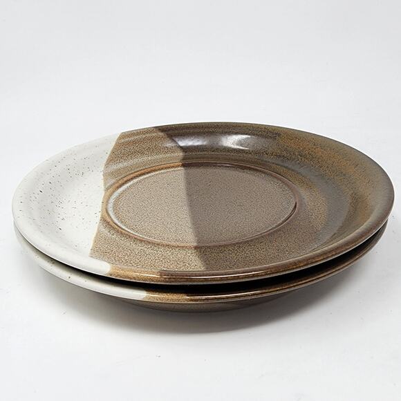 2 Mikasa Saucers Studio Kiln Replacements Vintage Japan Earth Tones Brown Tan - Picture 1 of 6